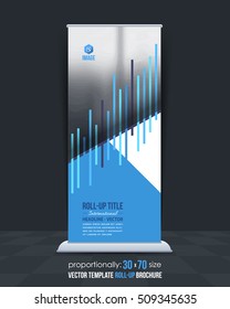 Advertising Roll Up Banner Vector Background. Corporate Roll-up Cover Design with Image Add Feature, Business Elements and Print Ready Flat Style Rollup Ad or Website Vertical Banners Template