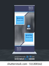 Advertising Roll Up Banner Vector Background. Corporate Roll-up Cover Design with Image Add Feature, Business Elements and Print Ready Flat Style Rollup Ad or Website Vertical Banners Template
