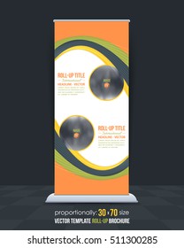 Advertising Roll Up Banner Vector Background. Corporate Roll-up Cover Design with Image Add Feature, Business Elements and Print Ready Flat Style Rollup Ad or Website Vertical Banners Template