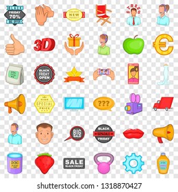 Advertising for sale icons set. Cartoon style of 36 advertising for sale vector icons for web for any design