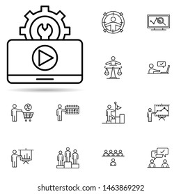Advertising, service icon. Universal set of professional seo for website design and development, app development