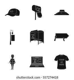 Advertising set icons in black style. Big collection of advertising vector symbol stock illustration