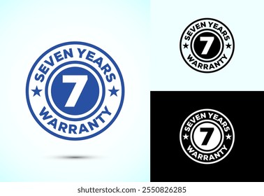 Advertising seven years warranty badge, Warranty logo icon sign