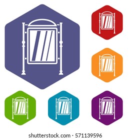 Advertising sign icons set rhombus in different colors isolated on white background