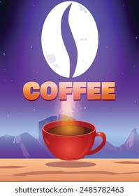 Advertising sites for buying and selling coffee, designing a sufficient moon coffee poster