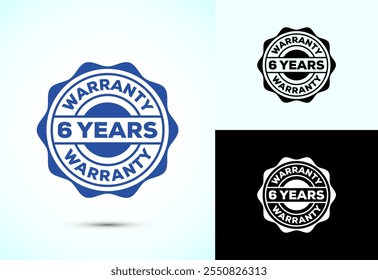 Advertising six years warranty badge, Warranty logo icon sign