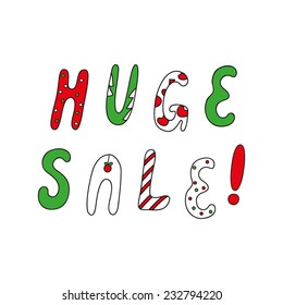 Advertising slogan huge sale special christmas alphabet