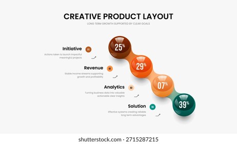 Advertising Solution 4 Option Infographic Frame Template. Enterprise Forecast Four Element Chart Slideshow Design. Modern Proposal Slide Layout Vector Illustration.