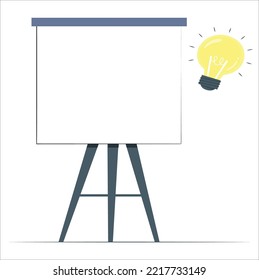 Advertising stand or flip chart or blank artist easel isolated on white background. Presentation blank white board for conference. Vector illustration. Presentation board