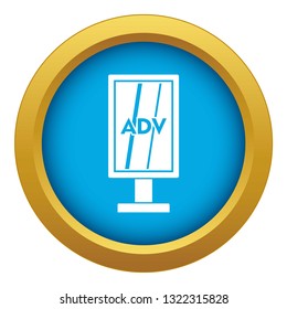 Advertising stand icon blue vector isolated on white background for any design