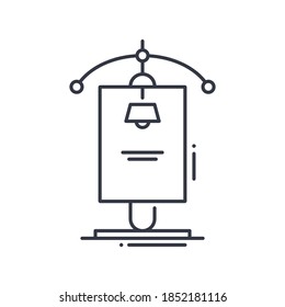 Icono de stand de publicidad, ilustración lineal aislada, vector de línea delgada, signo de diseño web, símbolo de concepto de contorno con trazo editable sobre fondo blanco.