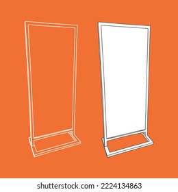 Advertising stand mockup. Hand-drawn outline illustration.