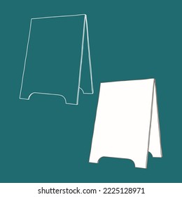 Advertising stand mockup. Hand-drawn outline illustration.