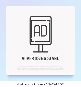 Advertising stand thin line icon. Modern vector illustration.