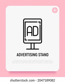Advertising stand thin line icon. Billboard. Modern vector illustration.