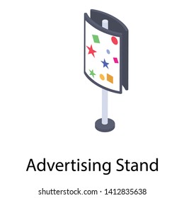 
Advertising stand vector, isometric icon 
