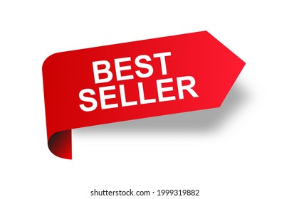 Advertising sticker best seller banner with arrow. Illustration, vector.
