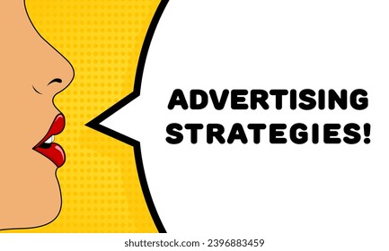 Advertising strategies sign. Flat, color, talking lips, advertising strategies sign. Vector icon