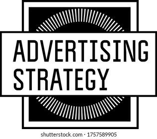 ADVERTISING STRATEGY stamp on white background. Stickers labels and stamps series.