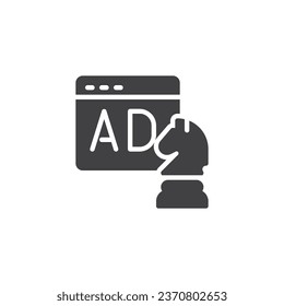 Werbestrategie Vektorsymbol. volles Flachzeichen für mobiles Konzept und Webdesign. Symbol Ad Strategy Symbol, Logo-Abbildung. Vektorgrafik