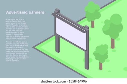 Advertising street banner. Isometric illustration of advertising street vector banner for web design