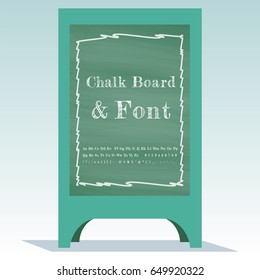  Advertising Street Sandwich Stand with chalkboard and chalk font.