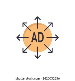 Advertising, Submission, Advertising Submission, Ad  Flat Color Icon. Vector icon banner Template