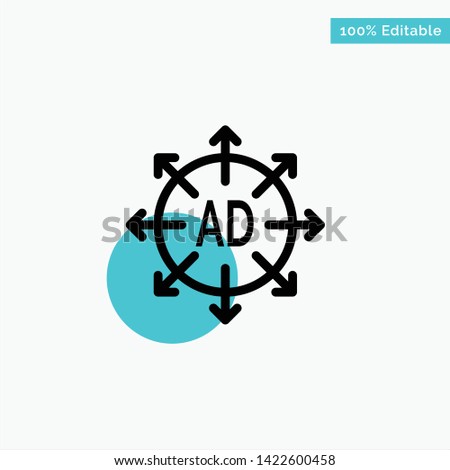 Advertising, Submission, Advertising Submission, Ad turquoise highlight circle point Vector icon
