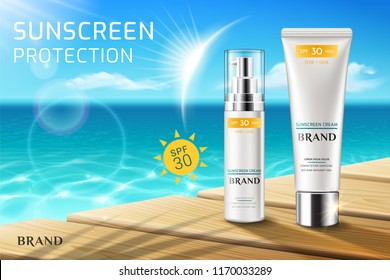 Advertising Sunscreen Cream Spray 3d Tube Stock Vector (Royalty Free ...