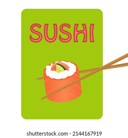 Advertising sushi bars. Sushi and rolls poster, flyer. Vector graphics