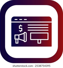 Advertising System Glyph Gradient Round Corner Vector Icon Design