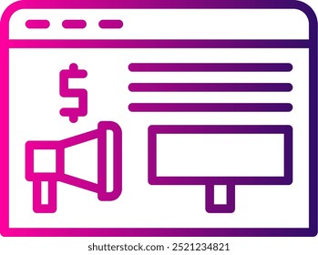 Advertising System Line Gradient Vecor Icon Design