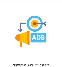 Icono de destino de publicidad en estilo plano. Icono de vector