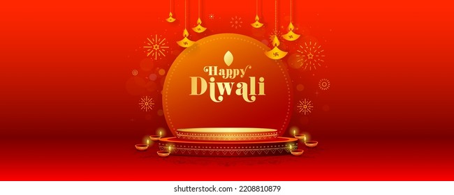 Advertising template design for Diwali Festival ctreative. Diwali Festive background with lights decoration, Diya oil lamp and lantern.