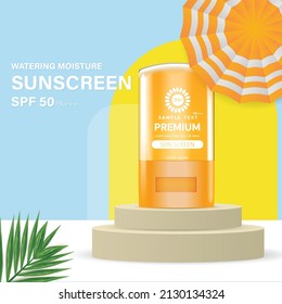 Advertising templates, sunscreen, 3D plastic tubes for advertising or magazine vector.
