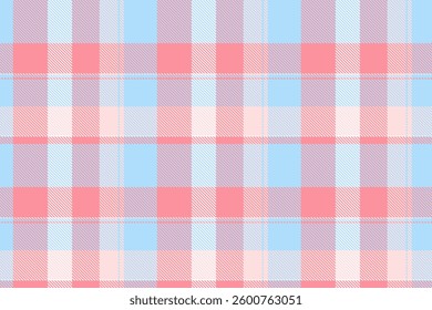 Advertising texture background textile, silky tartan vector fabric. Royal check pattern seamless plaid in cyan and red colors palette.