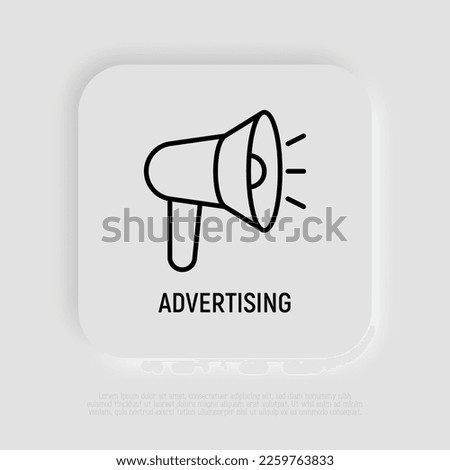 Advertising thin line icon. Megaphone, annoucement, marketing. Vector illustration.