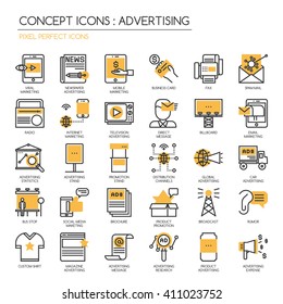 ADVERTISING  , Thin Line and Pixel Perfect Icons