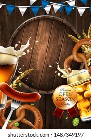 Advertising of the  traditional beer festival Oktoberfest. Highly detailed illustration.