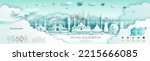 Advertising travel brochure Kazakhstan top world modern skyscraper and famous city architecture. Modern business brochure banner design for advertising with infographics.Tour Kazakhstan landmark.