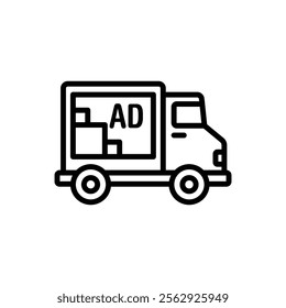 Advertising Truck Outline Icon Vector Illustration