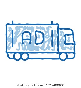 advertising truck sketch icon vector. Hand drawn blue doodle line art advertising truck sign. isolated symbol illustration