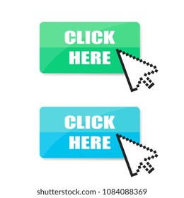Advertising vector banner with cursor isolated on white background