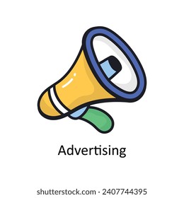 Dibujo de diseño de un doodle de contorno lleno de vector de publicidad. Símbolo del archivo EPS 10 de fondo blanco 