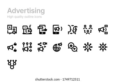 Advertising vector icons. Social marketing.