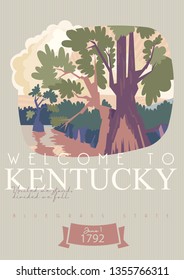 Advertising vector poster of travel to Kentucky, United States.