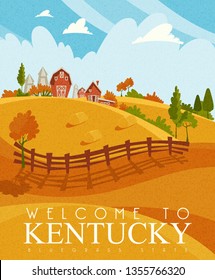 Advertising vector poster of travel to Kentucky, United States.