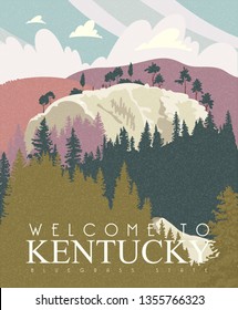 Advertising vector poster of travel to Kentucky, United States.