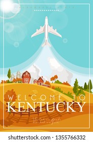 Advertising vector poster of travel to Kentucky, United States.