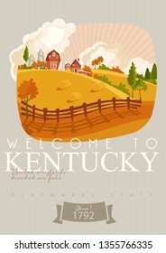 Advertising vector poster of travel to Kentucky, United States.